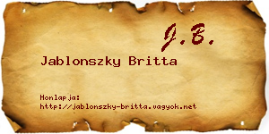 Jablonszky Britta névjegykártya